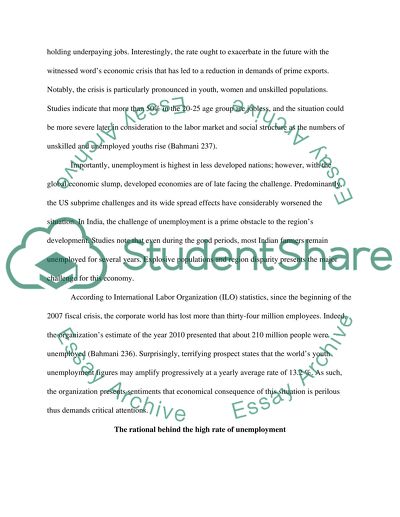 The Macro and Micro-economic Concerns of the High Unemployment