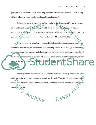 Impact of Culture on International Business