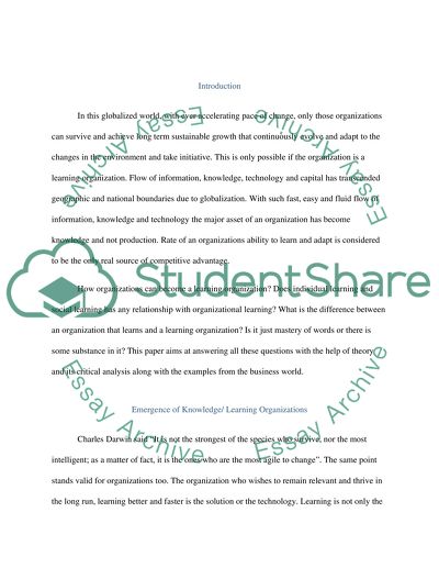 The Concept of Organizational Learning