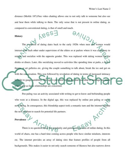 Internet Dating Is Dangerous Essay Example | Graduate…