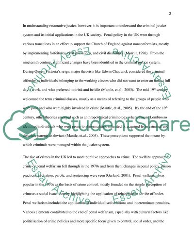 Link between Restorative Justice and Punishment