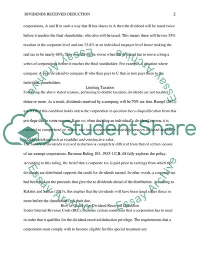 The Dividend Received Deduction