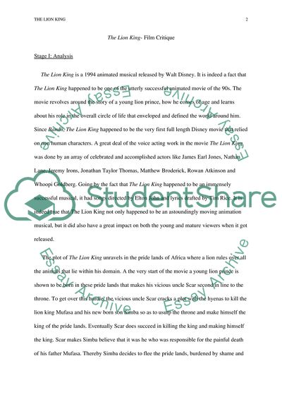 Main Aspects of the Movie The Lion King