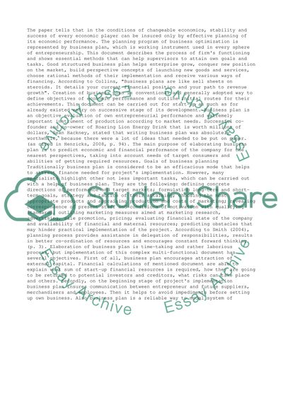 Specification of writing business plans