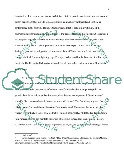 A Modern Science Approach to Religious Mysticism