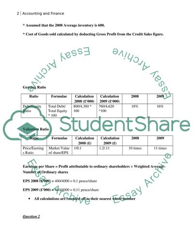 ratio analysis essay example