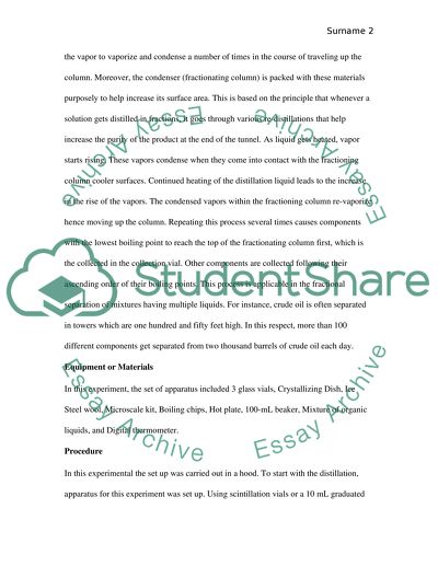Distillation- Gas Chromatography Investigations