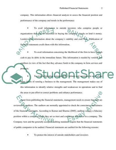 Published Financial Statements