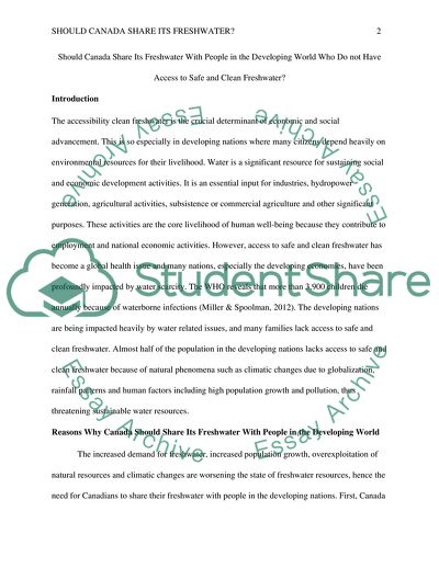 Should Canada Share Its Freshwater With People in the Developing World