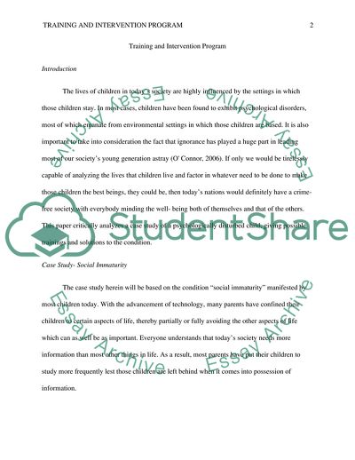 Training and Intervention Program