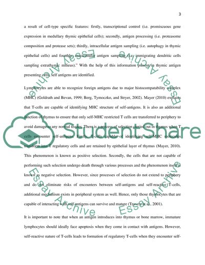 Thymuss Role in Self-Immunology