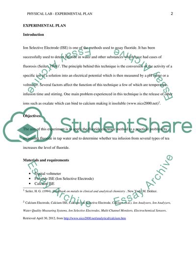 Physical Lab - Experimental Plan