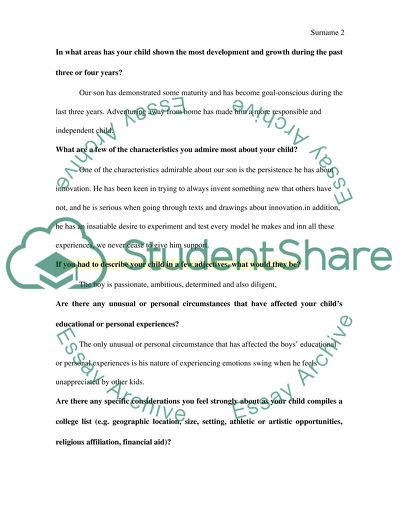 College questionnaire