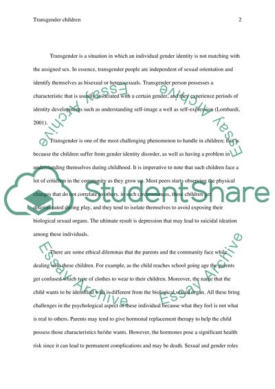 Community Health Nursing- Transgender Children