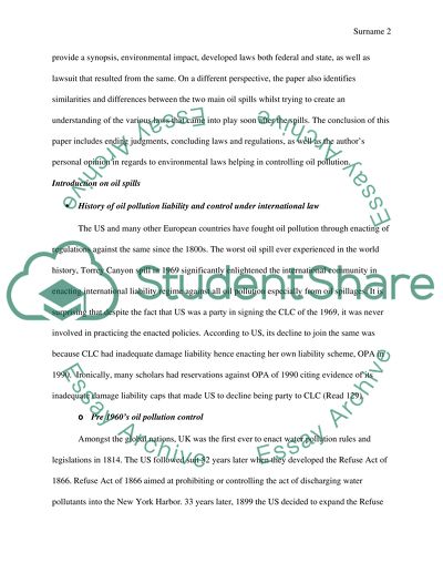Comparative Environmental Law on Oil Spills