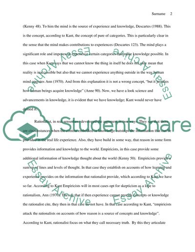 Does Kant Adequatly Address the Problems Evident in the Controversy between Empiricism and Rationalism