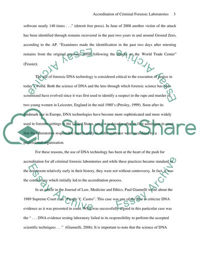 The Accreditation Process for Criminal Forensic Laboratories