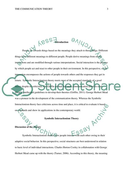 Using the Symbolic Interactionism Communication Theory