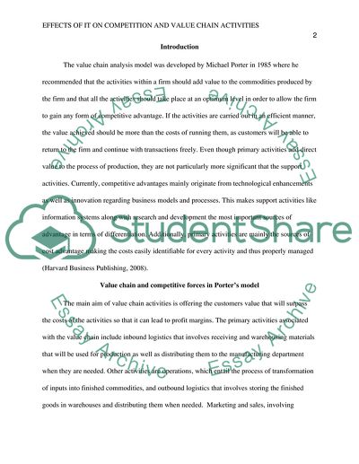 Effects of IT on Competition and Value Chain Activities