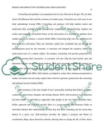 essay about guidance and counselling