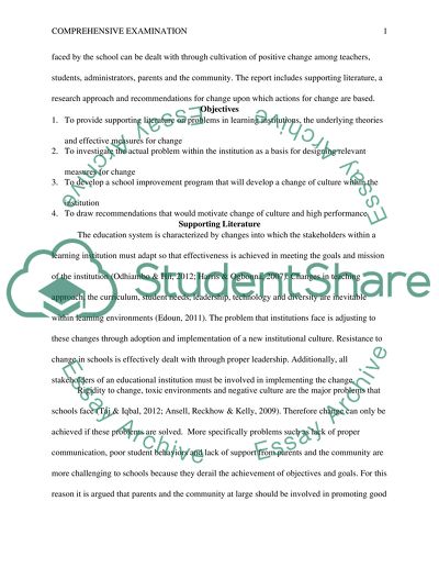 Comprehensive Problems Examination at School
