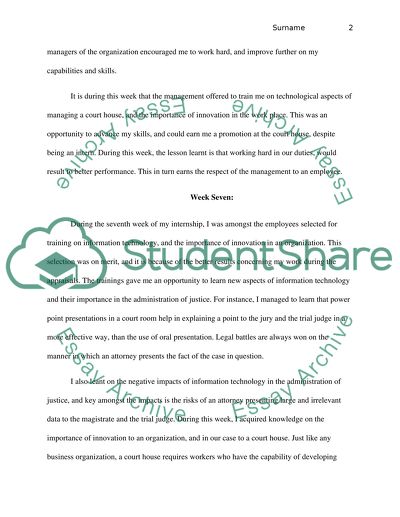 Weeks 6 to 10 journal