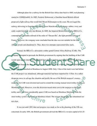 The Planning, Construction and Impact the Uganda Railway