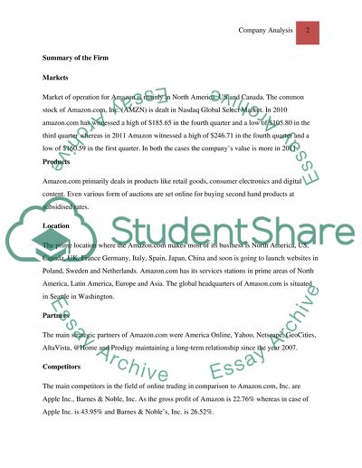 Financial Statement of Amazon