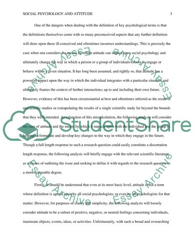 Social Psychology and Attitude