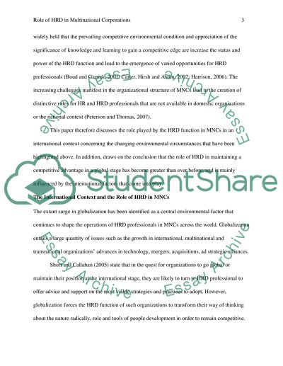 Role of HRD in Multinational Corporations