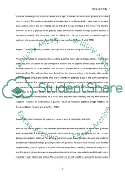 Topic CRITICAL REFLECTION AND DECISIONMAKING REPORT RELATED TO THE UTILISATION OF EVIDENCE