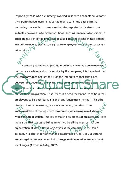 Internal Marketing - Implications for Leadership, and Change