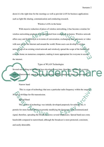 Type of Technology of Wireless Local Area Network