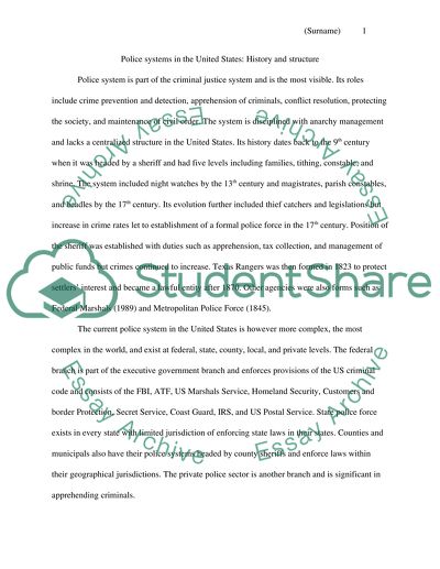 Police Systems in the United States