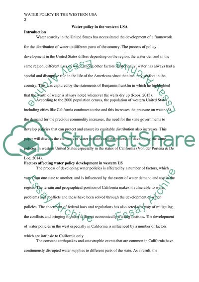 Water Policy in the Western USA