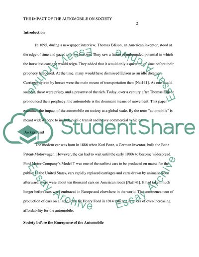 The Impact of the Automobile on Society