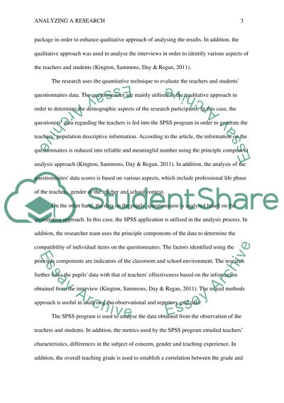 Analyzing a research