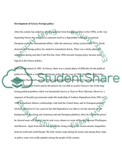 Foreign Policy of Greece: Present and Past