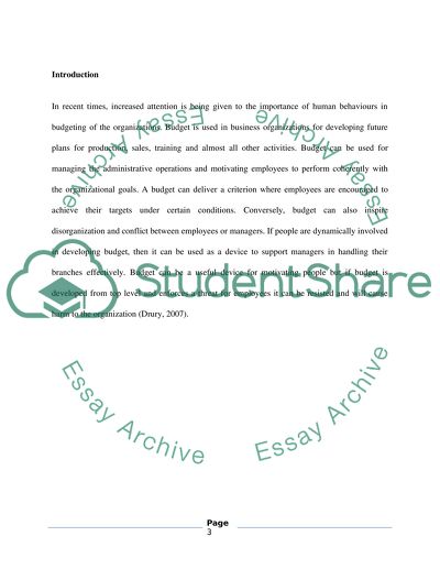 Human Behavior in Budgeting