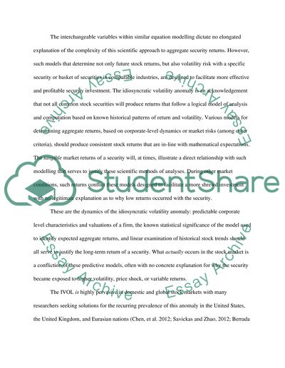 The Idiosyncratic Volatility Anomaly