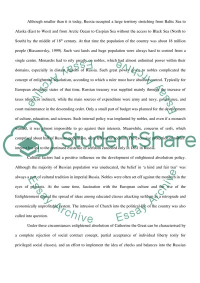 Catherine the Great and enlightened absolutism in Russia