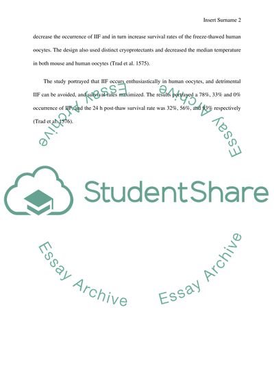 Study in Human Oocyte Cryopreservation