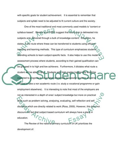 Cross Curriculum as Integrating Knowledge and Skills