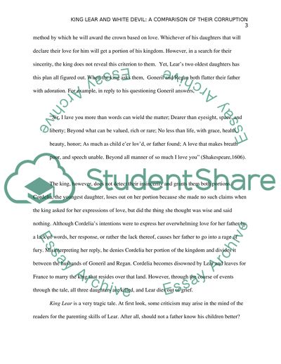 King Lear and White Devil: A Comparison of their Corruption