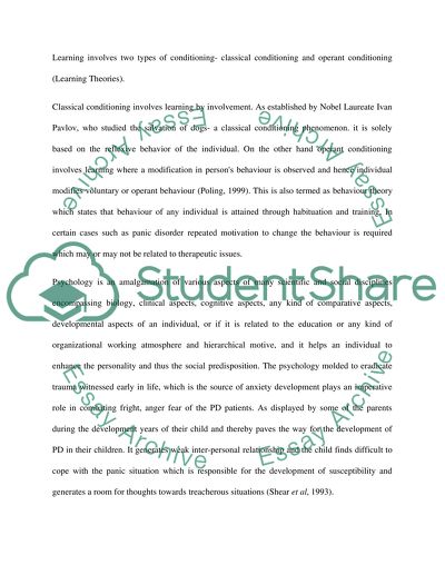 Compare and Contrast the Learning/Conditioning Theory with Cognitive Models of Panic Disorder