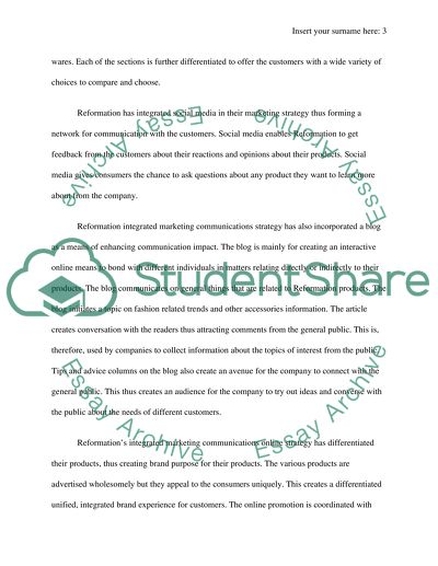 IMC Mix of the reformation (www.reformation.com)