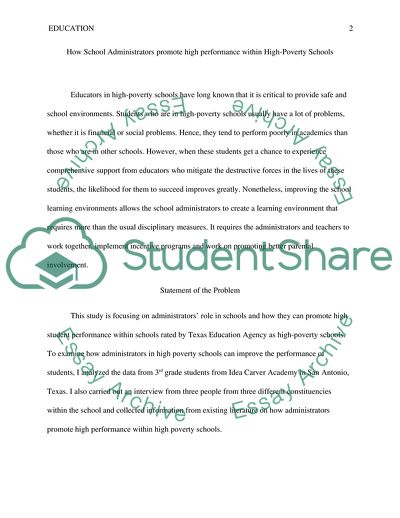 How School Administrators Promote High Performance within High-Poverty Schools