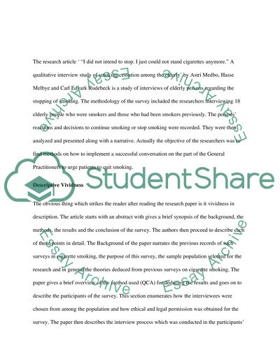 The Importance of Smoking Cessation Among the Elderly