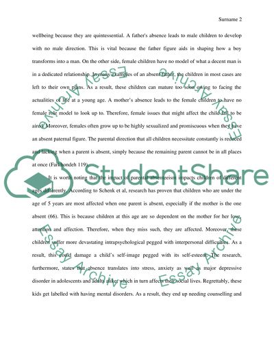 Negative Affect of Parent Absence on Society