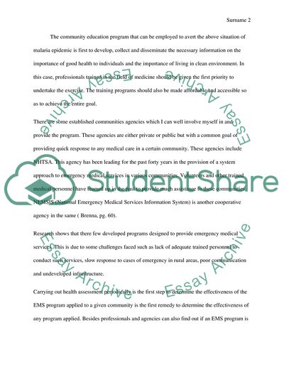 EMs education program for a community based on EMS related issues within the community